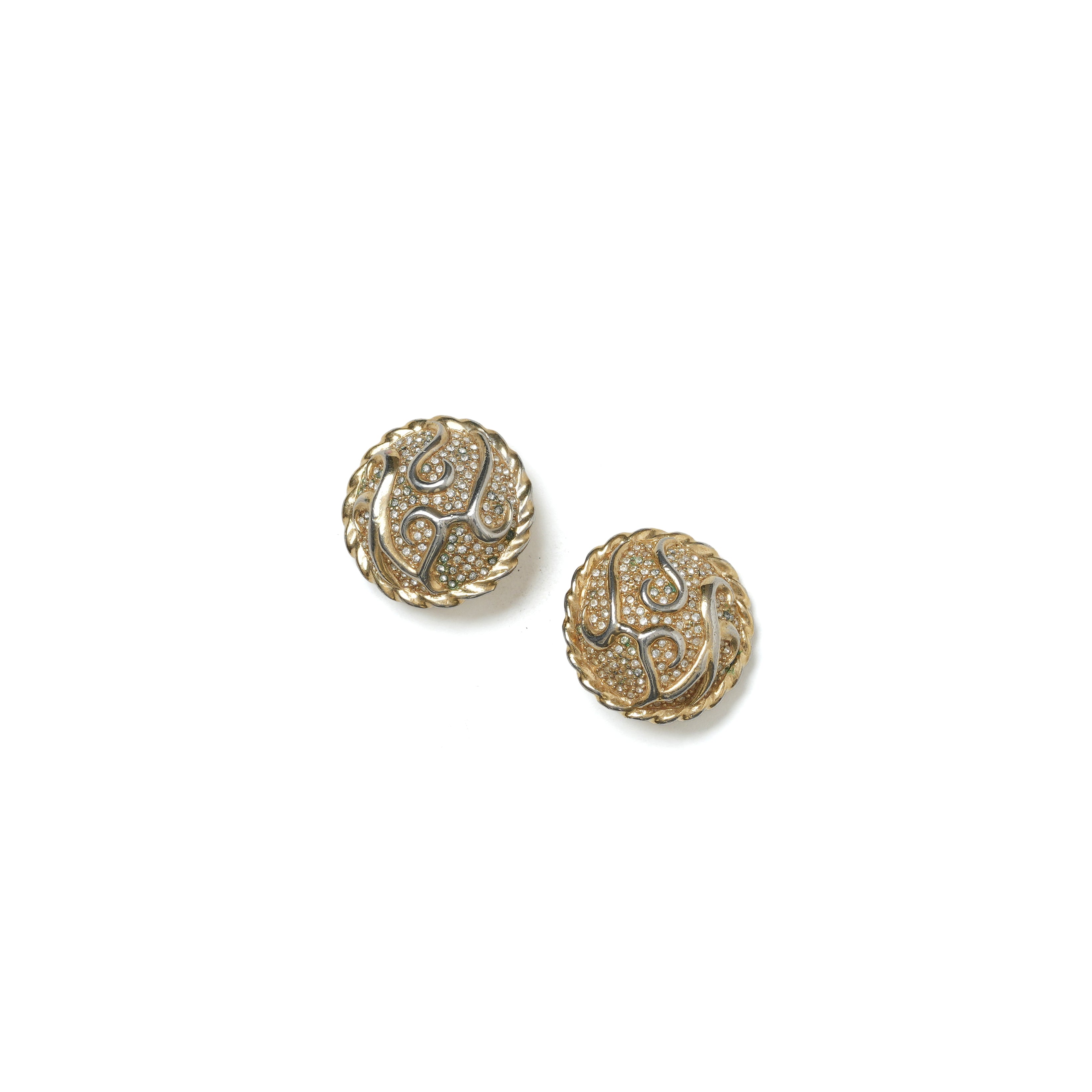 Vintage Guy Laroche Gold Logo Mini Stud Earrings - beg borrow steal studio