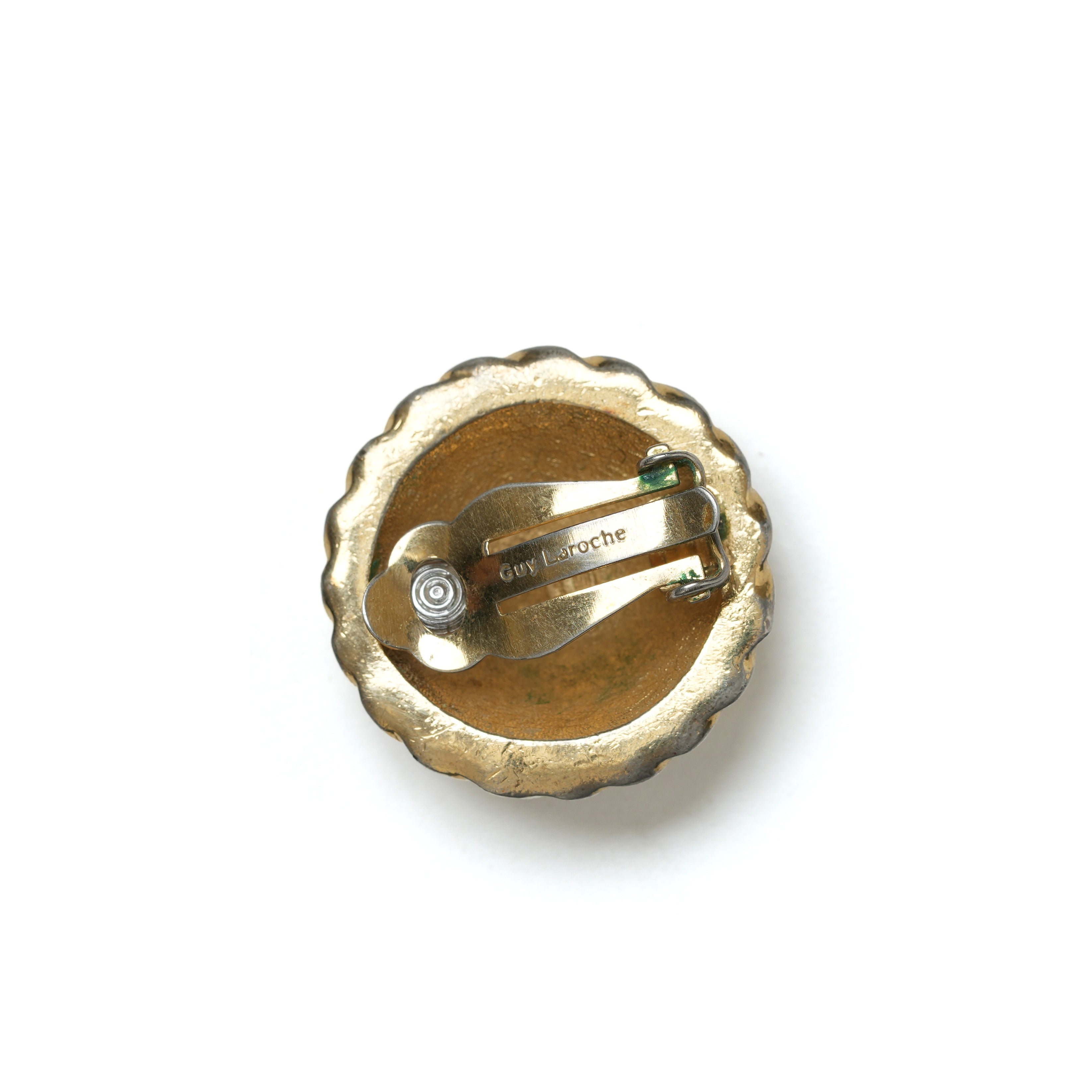 Vintage Guy Laroche Gold Logo Mini Stud Earrings - beg borrow steal studio