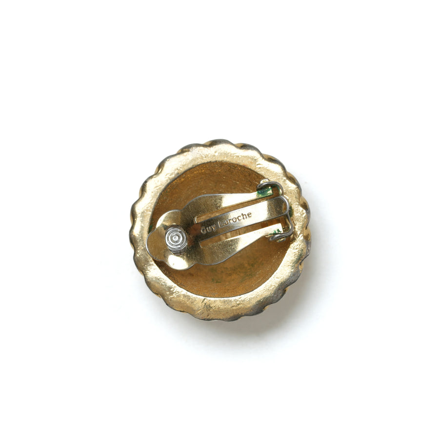 Vintage Guy Laroche Gold Logo Mini Stud Earrings