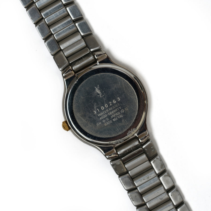 vintage Yves Saint Laurent (YSL) Round Dial Two-Tone Quartz Watch