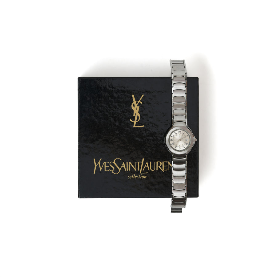 vintage Yves Saint Laurent (YSL) Round Dial Silver plated Quartz Watch