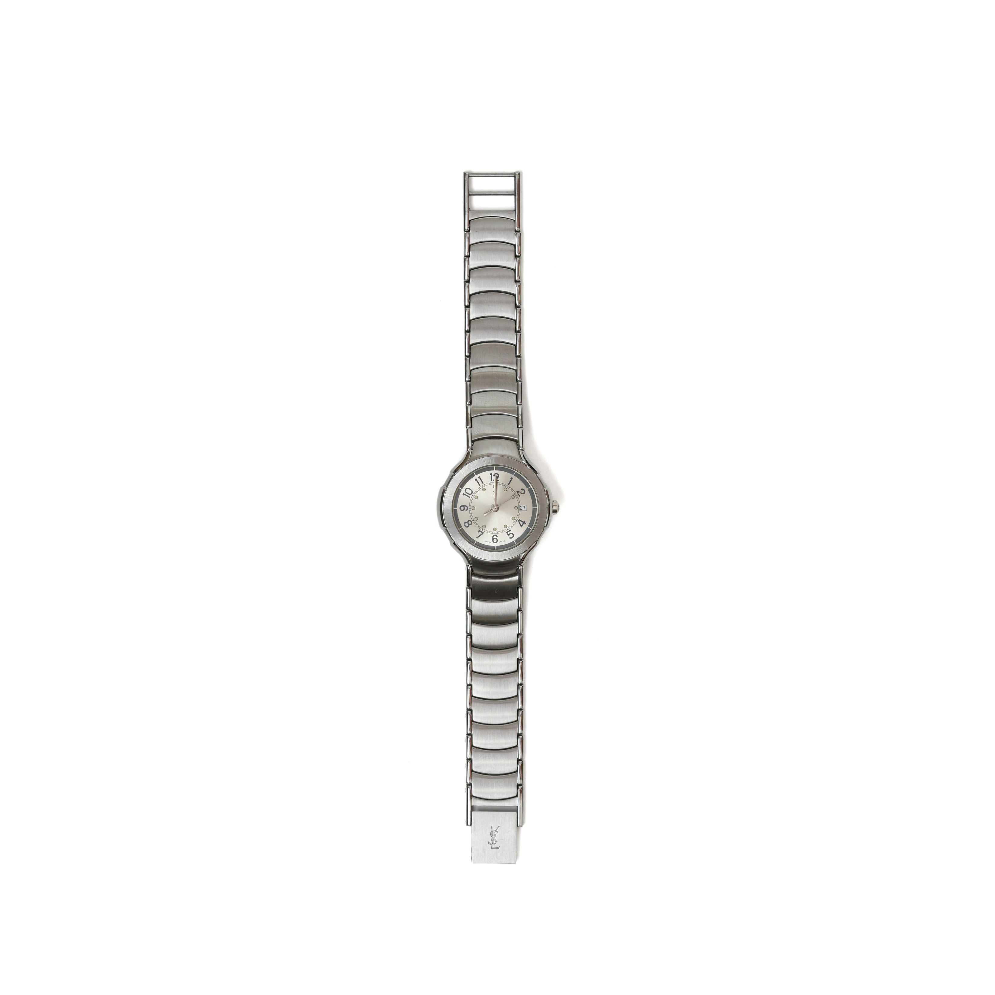 vintage Yves Saint Laurent (YSL) Round Dial Silver plated Quartz Watch - beg borrow steal studio