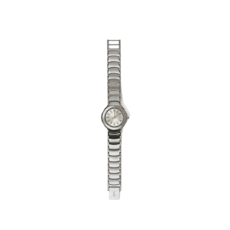 vintage Yves Saint Laurent (YSL) Round Dial Silver plated Quartz Watch