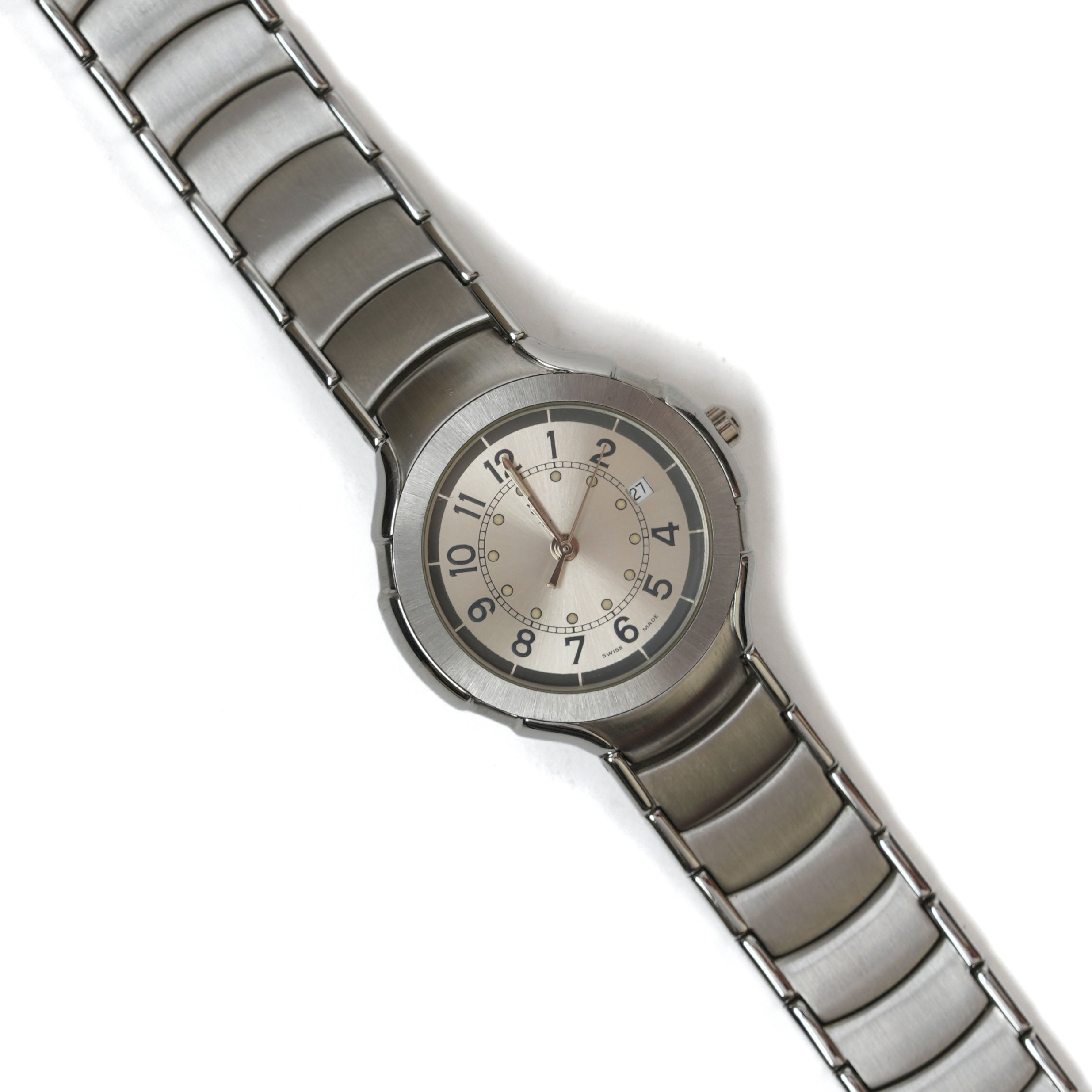 vintage Yves Saint Laurent (YSL) Round Dial Silver plated Quartz Watch - beg borrow steal studio