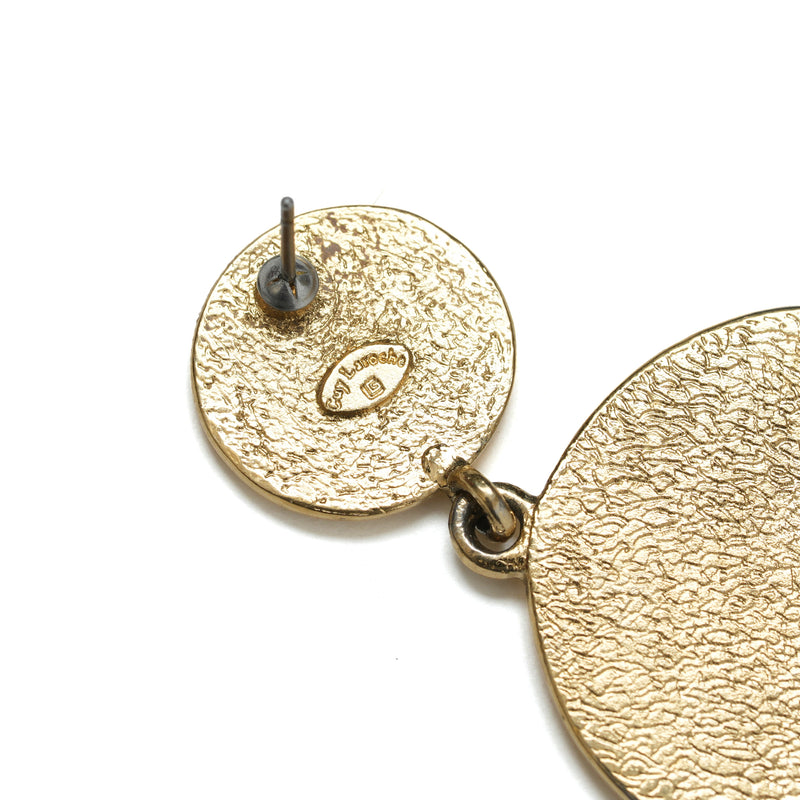 Vintage Guy Laroche Molten Gold Medallion Drop Earrings - beg borrow steal studio