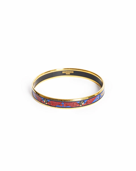 Vintage Hermès Egyptian Enamel Gold Bangle