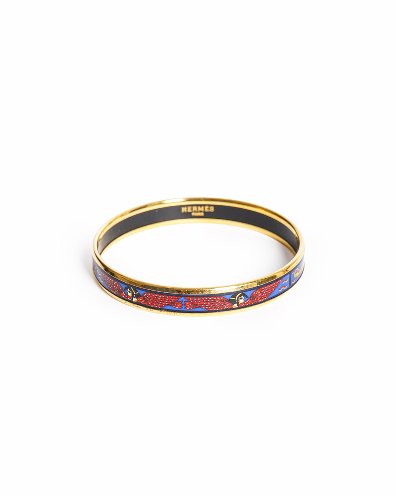 Vintage Hermès Egyptian Enamel Gold Bangle