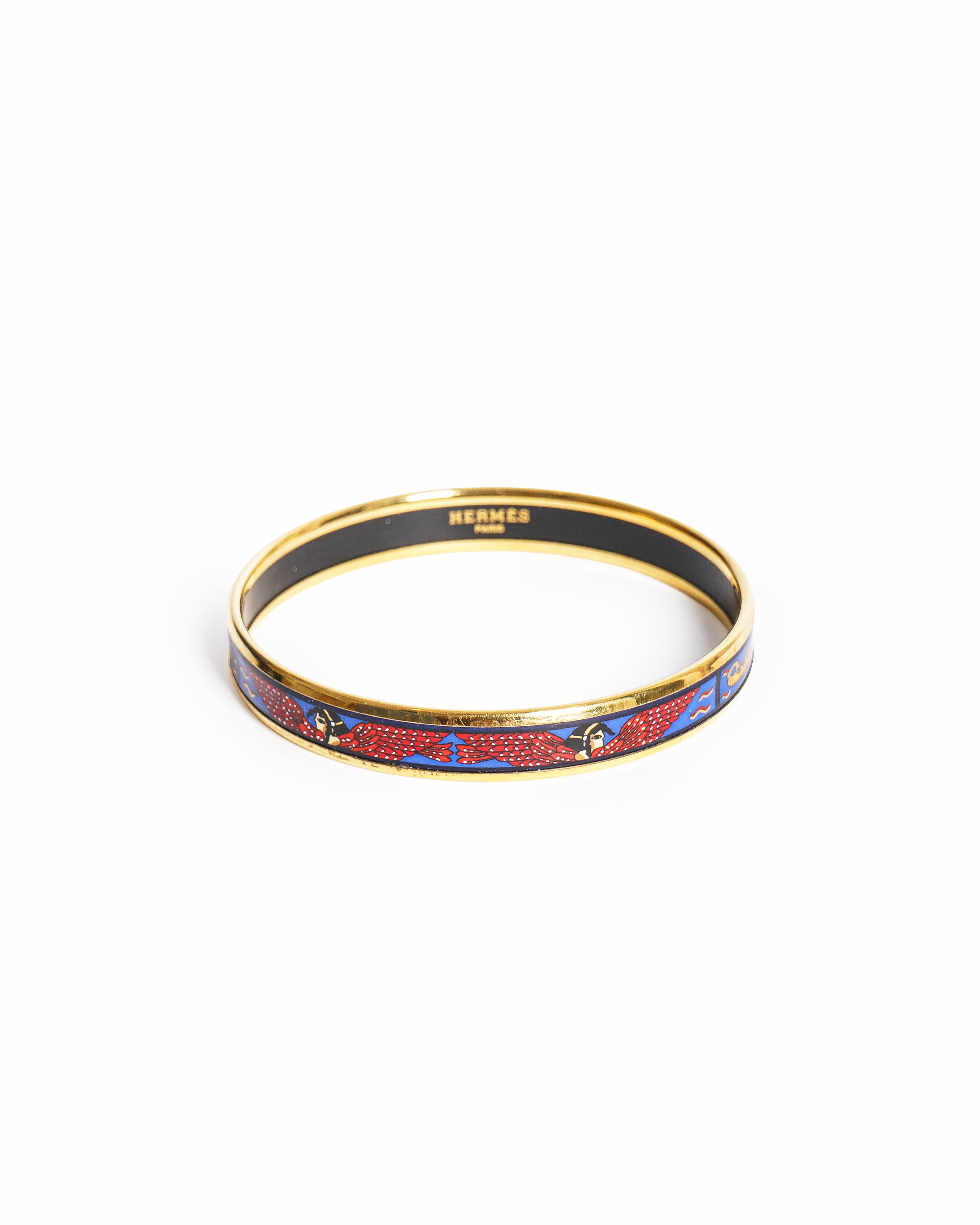 Vintage Hermès Egyptian Enamel Gold Bangle