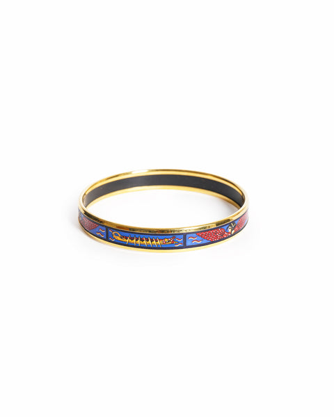 Vintage Hermès Egyptian Enamel Gold Bangle