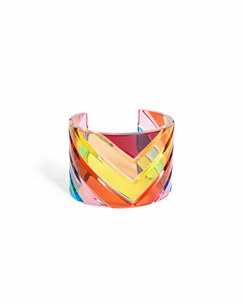 Vintage Valentino Rainbow Plexiglass Multicolor Wide Cuff Bracelet