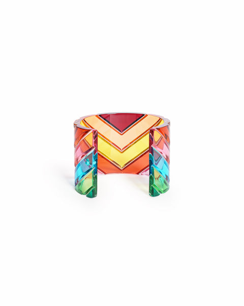 Vintage Valentino Rainbow Plexiglass Multicolor Wide Cuff Bracelet