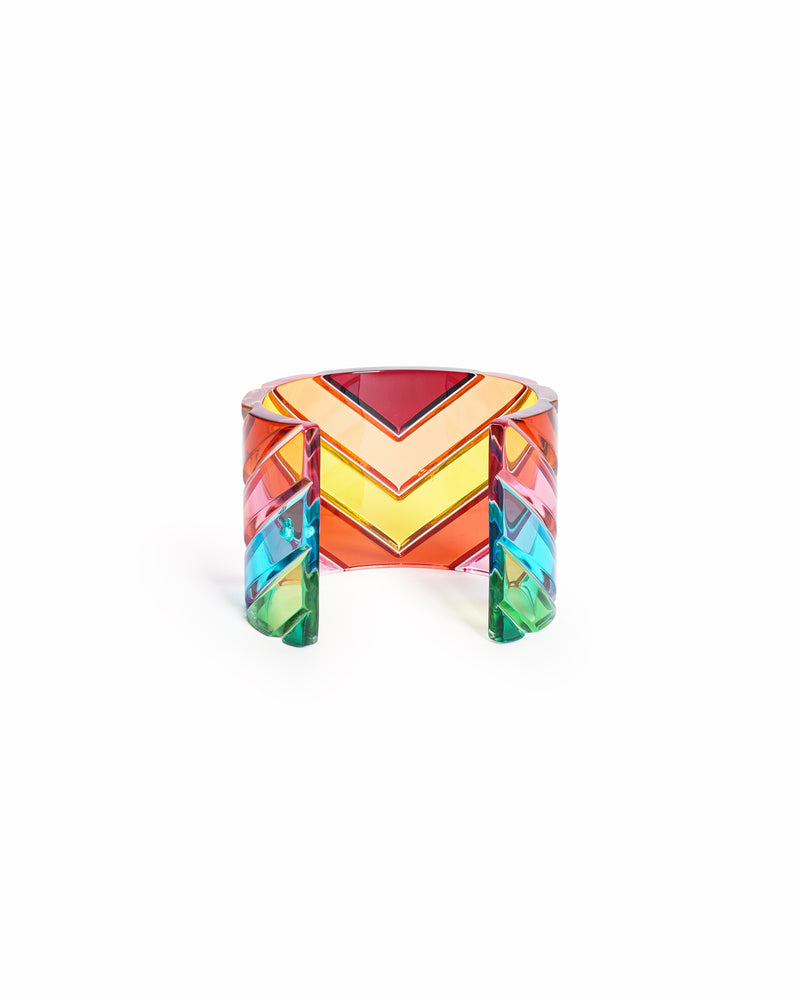 Vintage Valentino Rainbow Plexiglass Multicolor Wide Cuff Bracelet