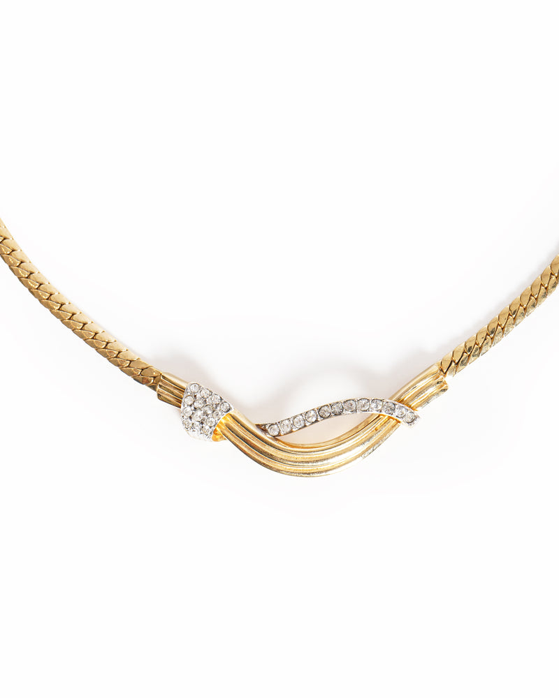 Vintage Valentino Rhinestone Asymmetric Necklace