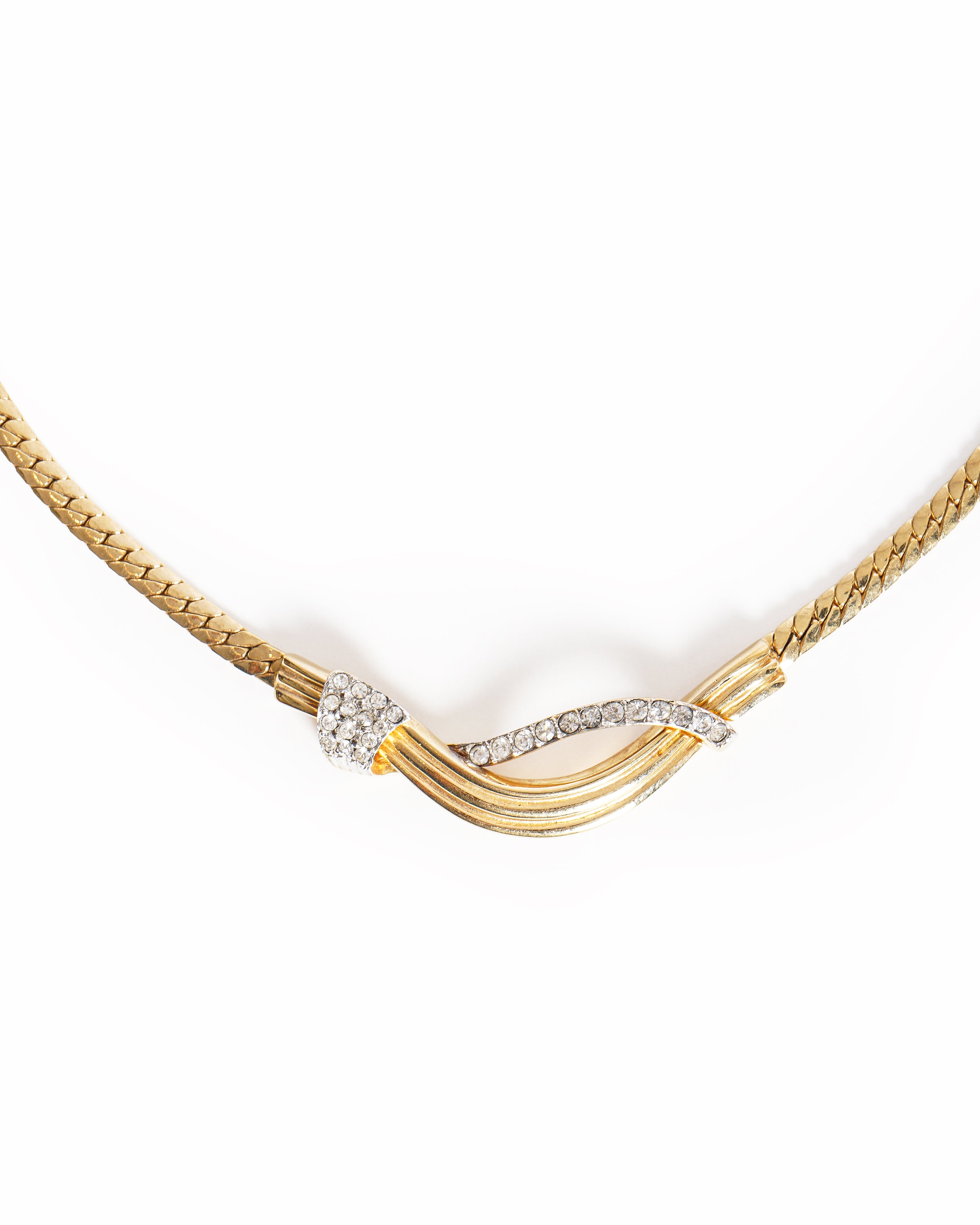Vintage Valentino Rhinestone Asymmetric Necklace