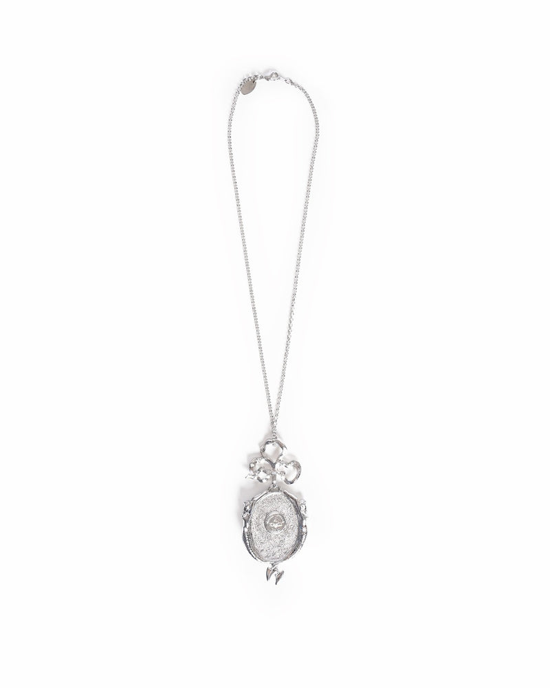 Vintage Vivienne Westwood Silver And Green Enamel Mermaid Orb Locket Pendant Necklace.