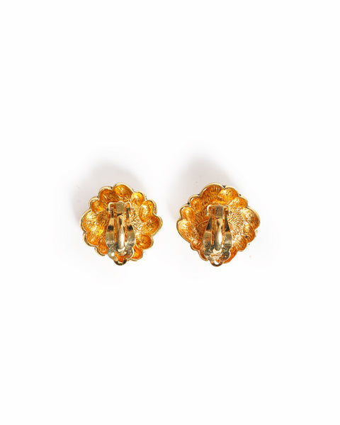 Vintage Chanel Turquoise Stone Rope-frame Earrings. - beg borrow steal studio