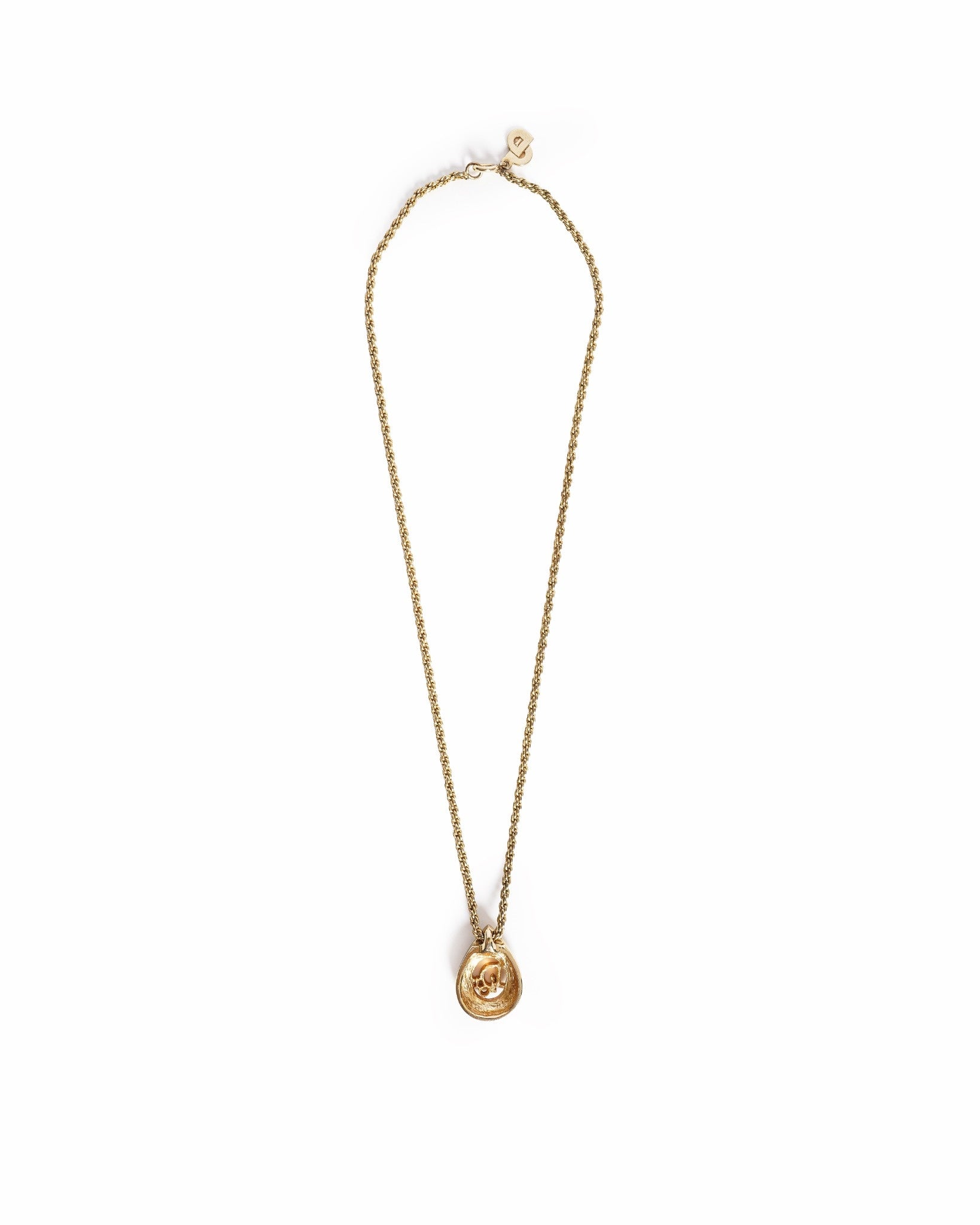 Vintage Christian Dior Crystal 'cd' Oval Pendant Necklace