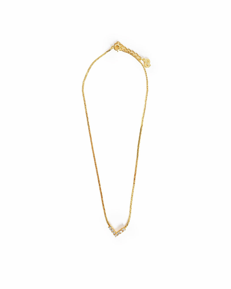 Vintage Christian Dior Crystal V Pendant Necklace