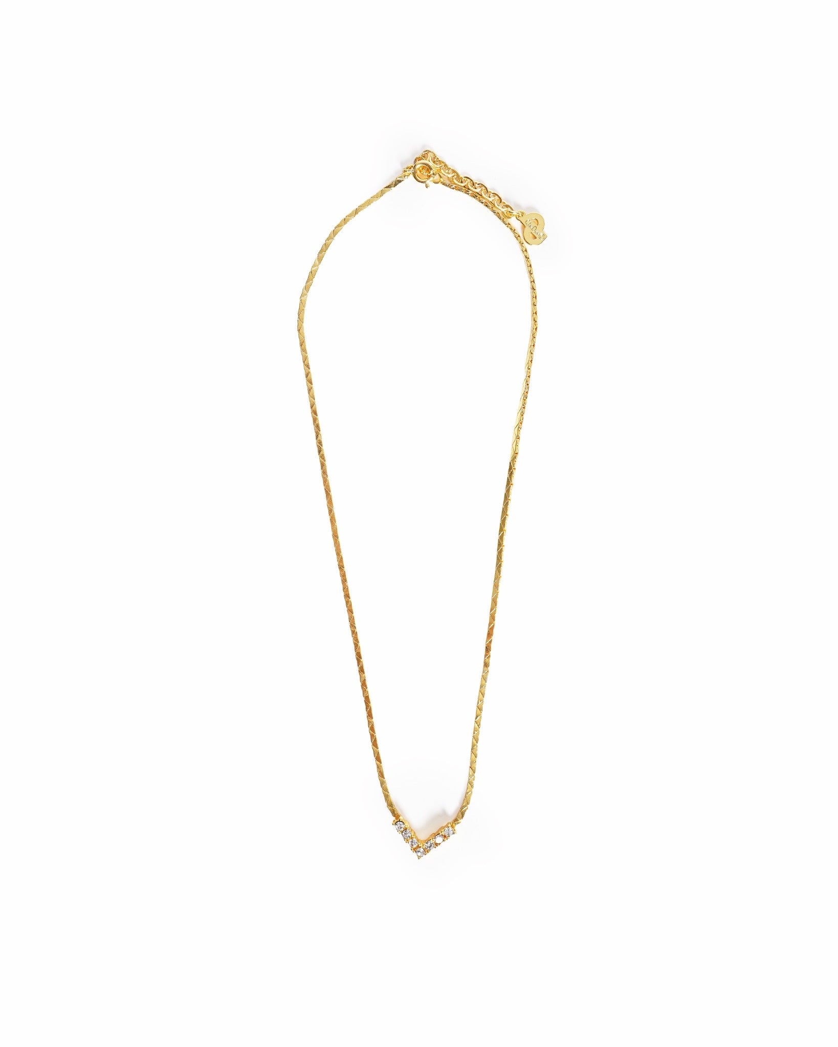 Vintage Christian Dior Crystal V Pendant Necklace