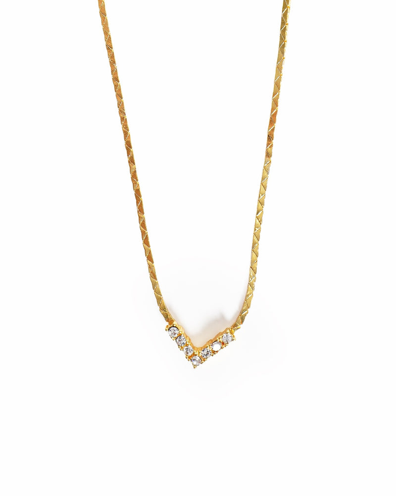 Vintage Christian Dior Crystal V Pendant Necklace