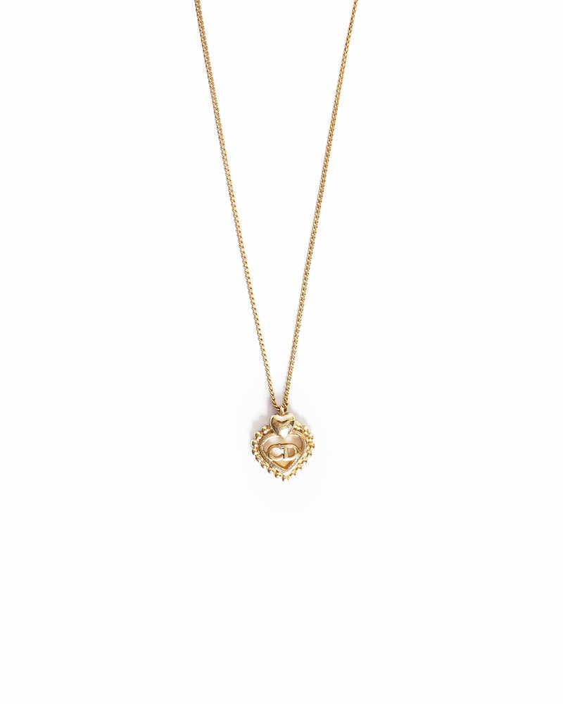 Vintage Dior Heart CD Logo Necklace