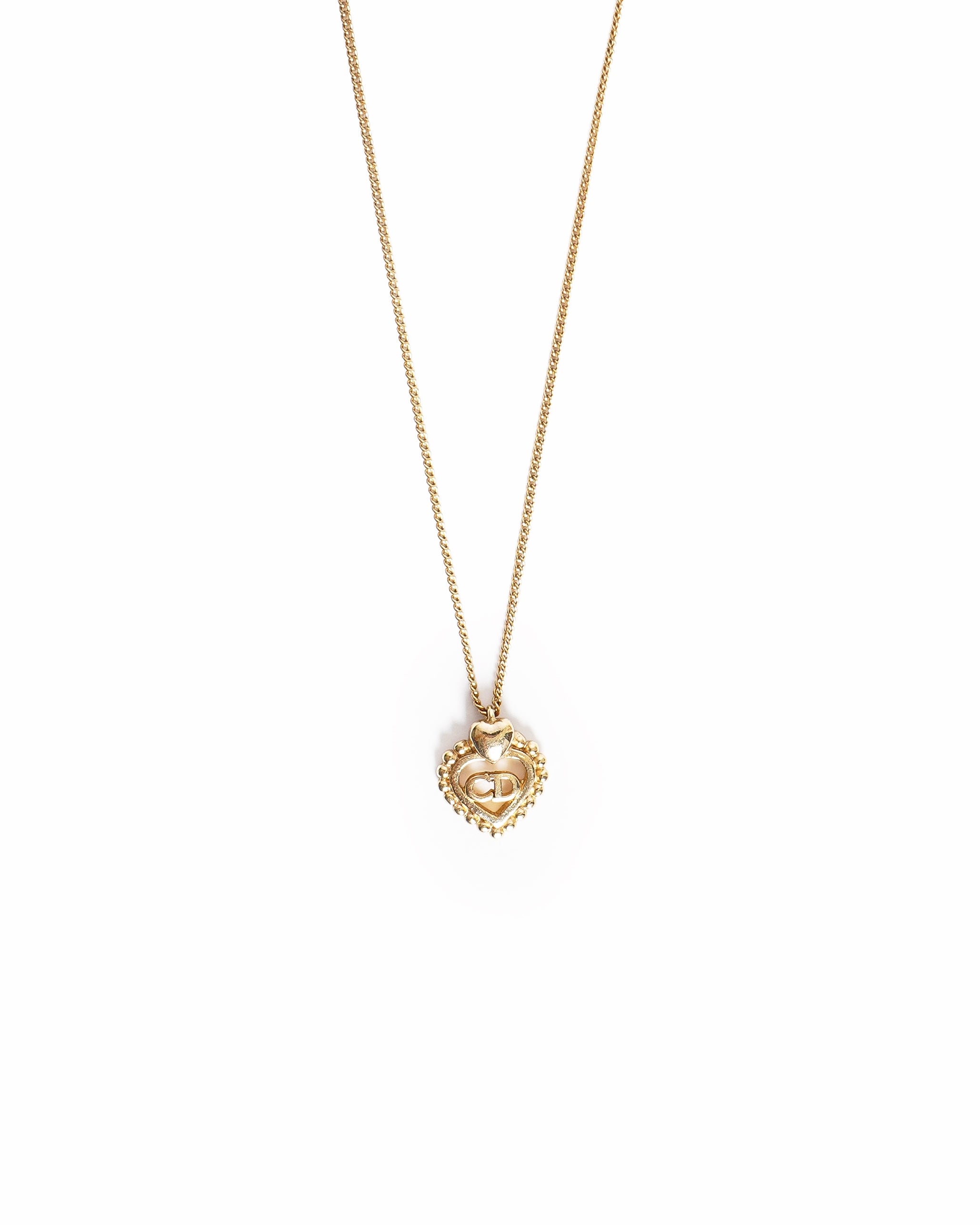 Vintage Dior Heart CD Logo Necklace