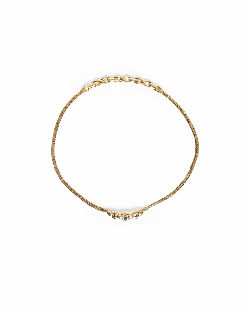 Vintage Nina Ricci Triple Heart Emerald Crystal Choker Necklace
