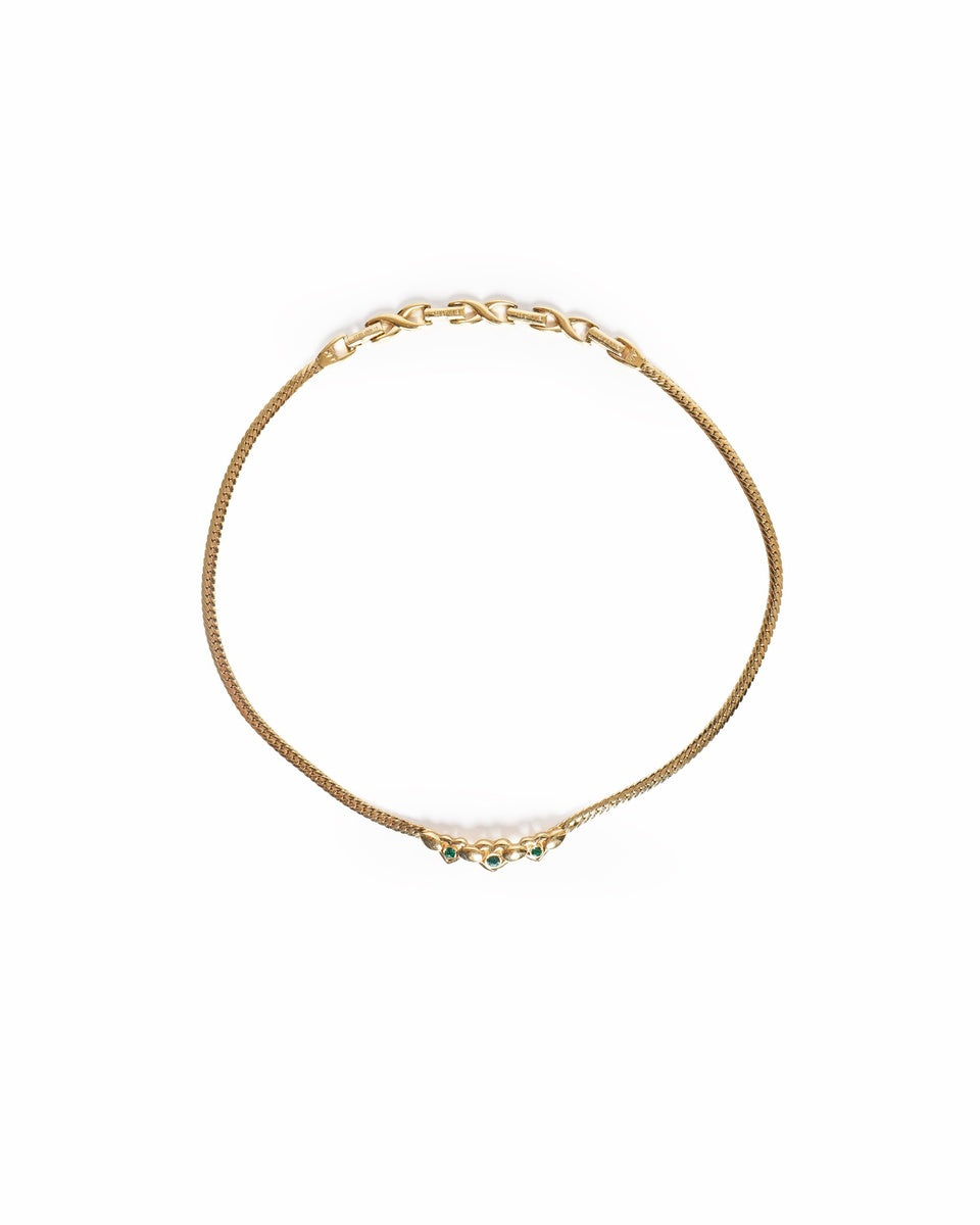 Vintage Nina Ricci Triple Heart Emerald Crystal Choker Necklace