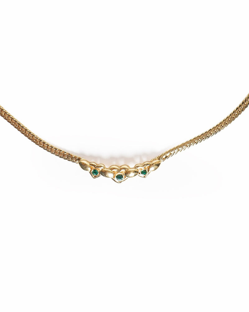 Vintage Nina Ricci Triple Heart Emerald Crystal Choker Necklace