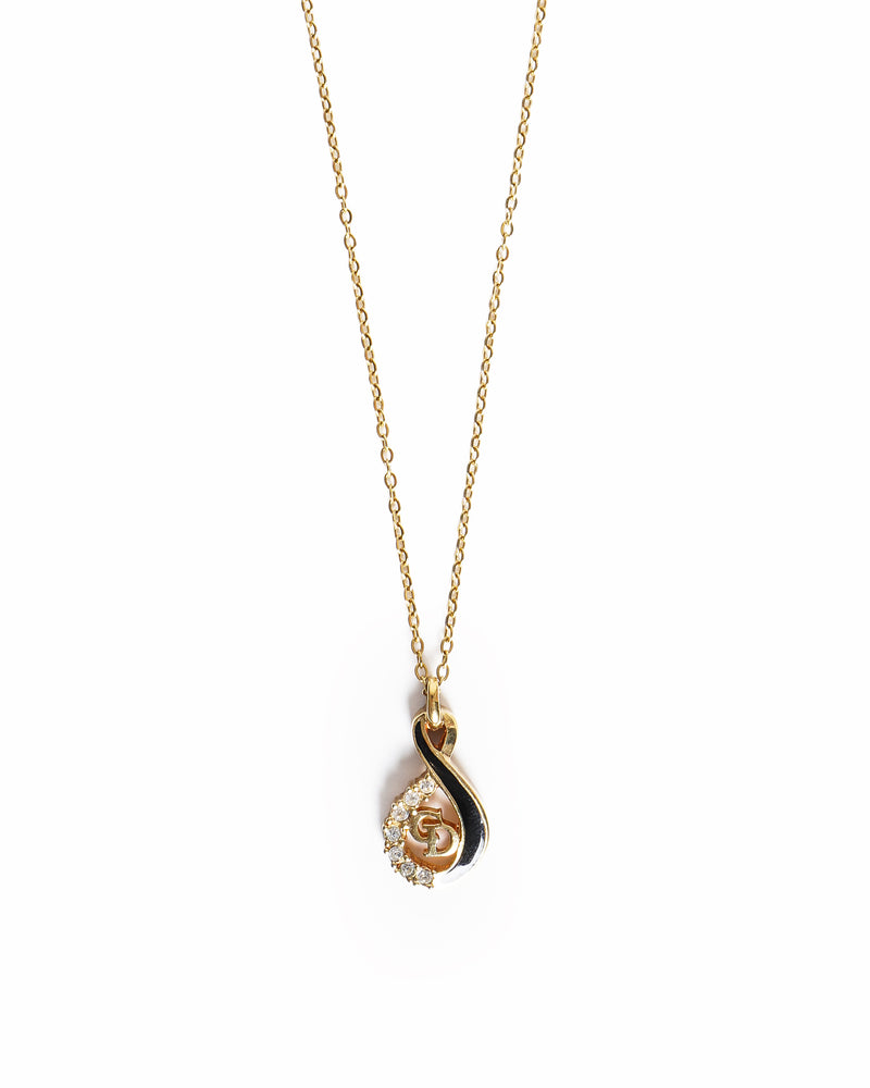 Vintage Christian Dior CD Logo Rhinestone Necklace