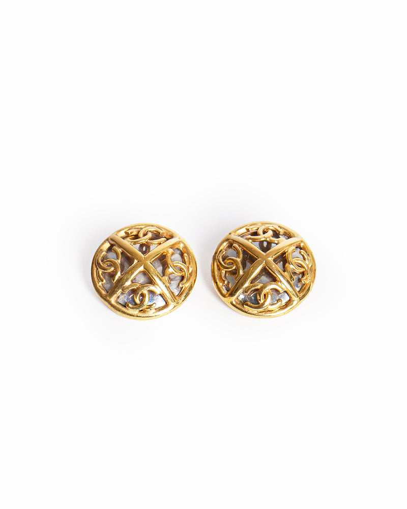 Vintage Chanel Quarters CC Cut-Out Earrings, - beg borrow steal studio