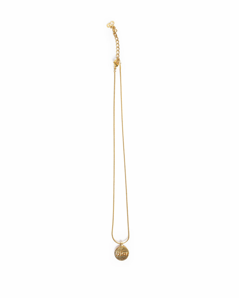 Vintage Christian Dior Logo Disc Necklace