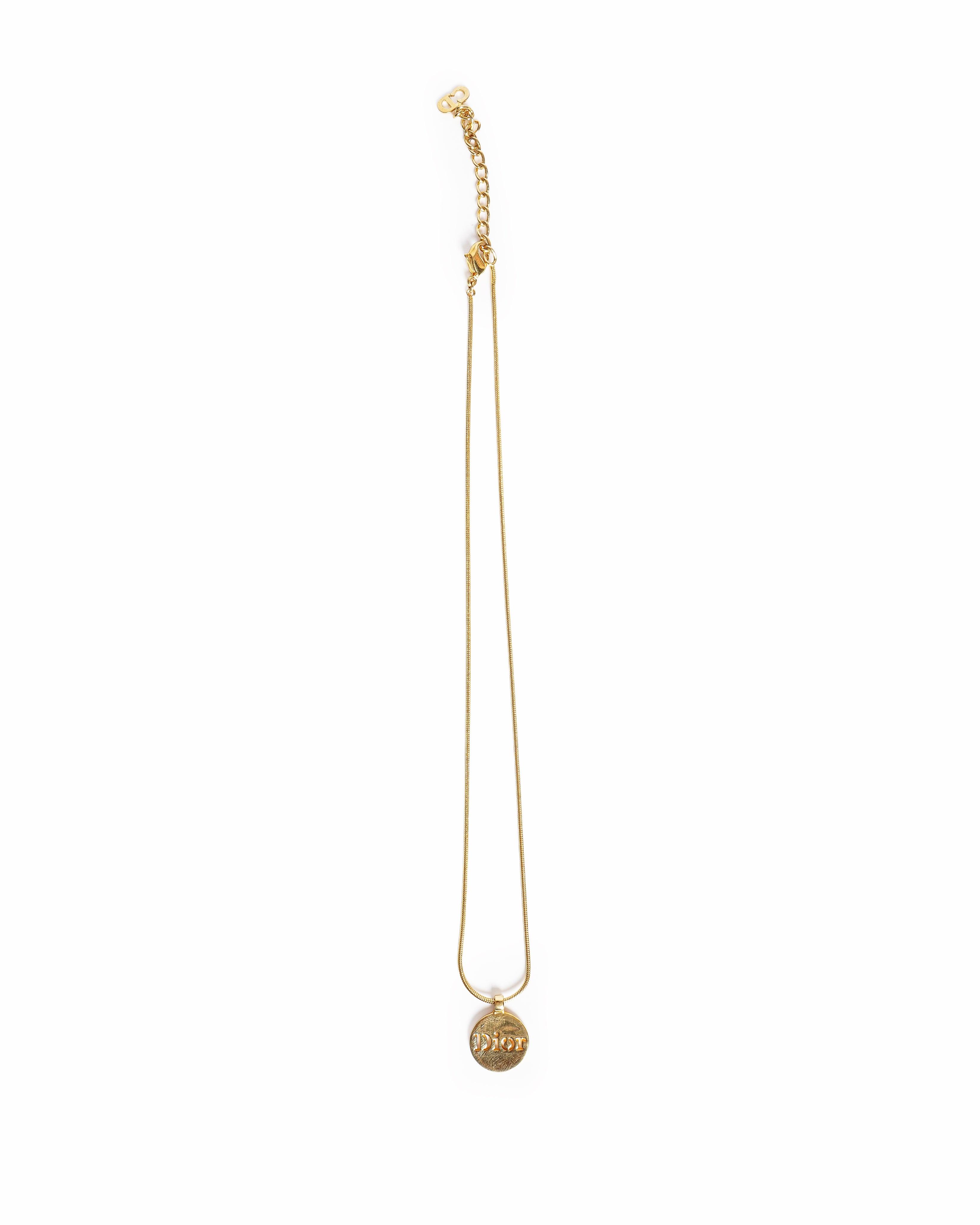 Vintage Christian Dior Logo Disc Necklace