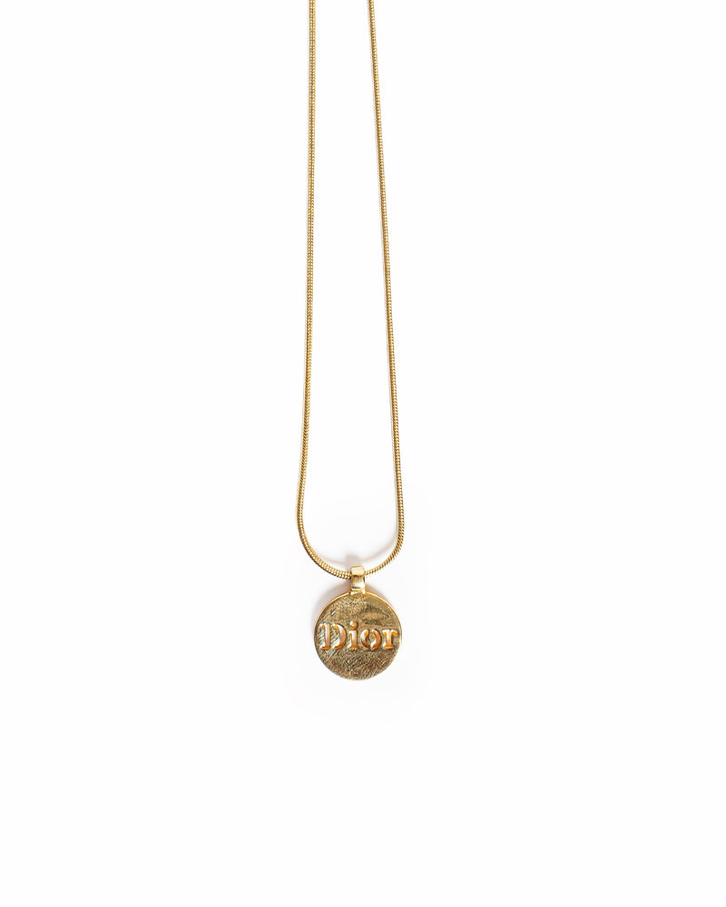 Vintage Christian Dior Logo Disc Necklace
