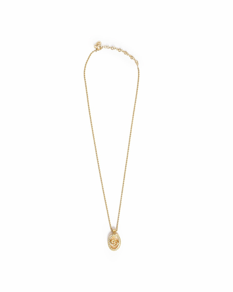 Vintage Christian Dior Crystal CD Pendant