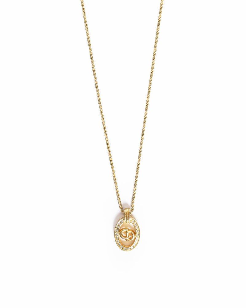 Vintage Christian Dior Crystal CD Pendant
