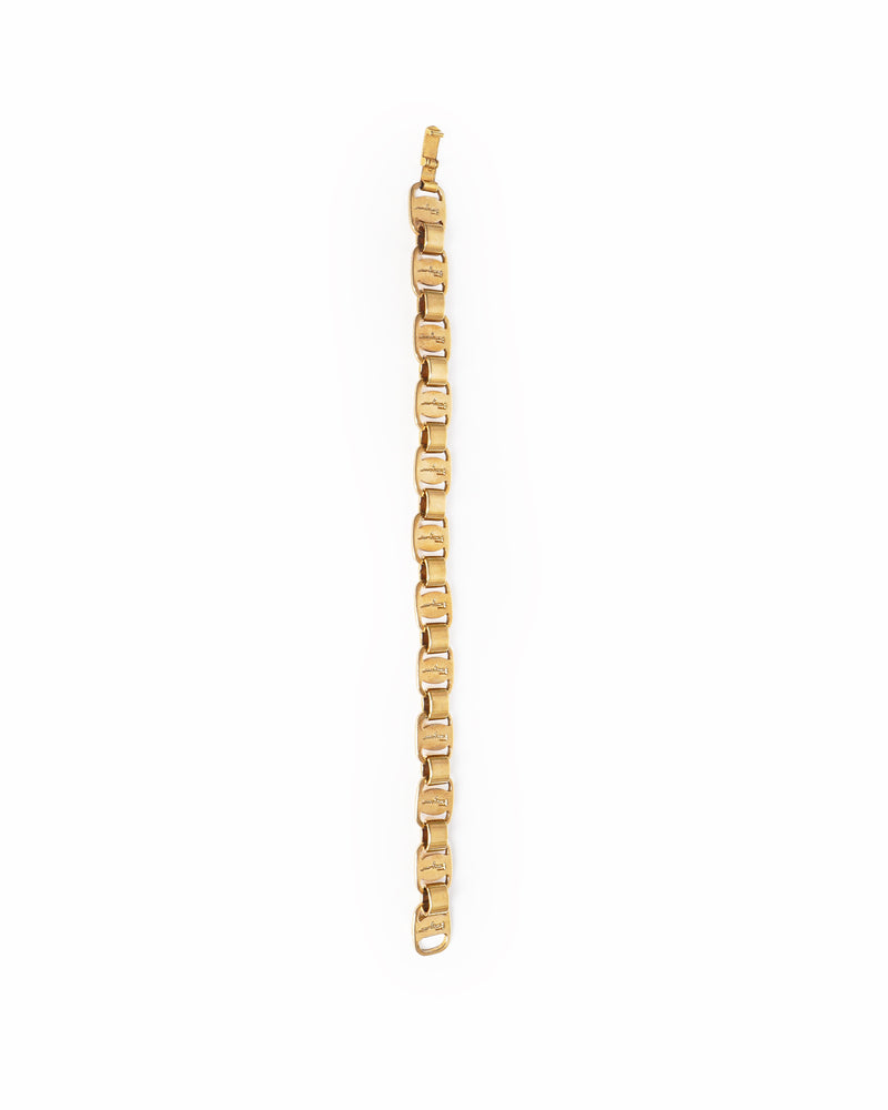 Vintage Salvatore Ferragamo Gold Tone Interlocking Link Bracelet