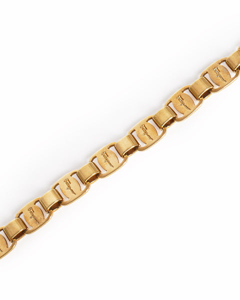 Vintage Salvatore Ferragamo Gold Tone Interlocking Link Bracelet