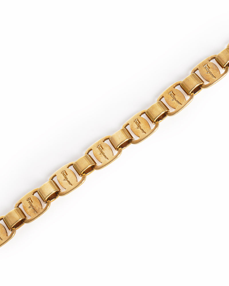 Vintage Salvatore Ferragamo Gold Tone Interlocking Link Bracelet