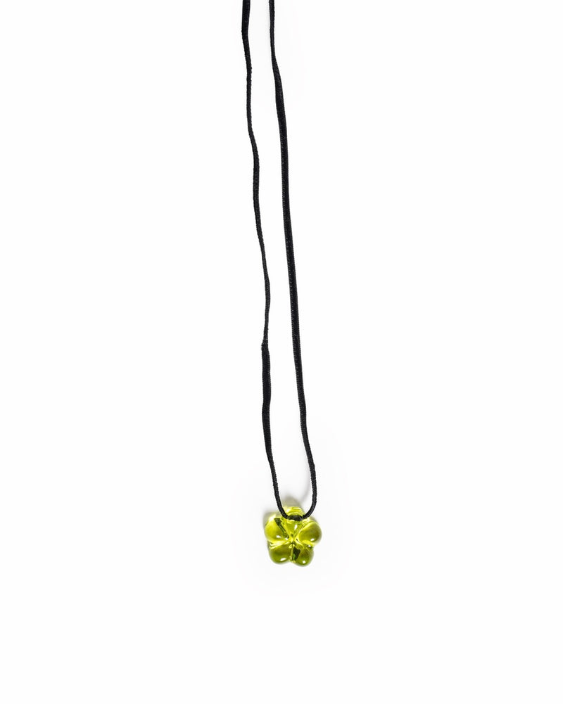 Vintage Baccarat Fleurette Lime Green Crystal Flower Pendant Necklace
