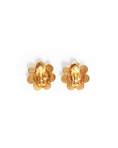 Vintage Chanel CC Logo Round Flower Earrings - beg borrow steal studio