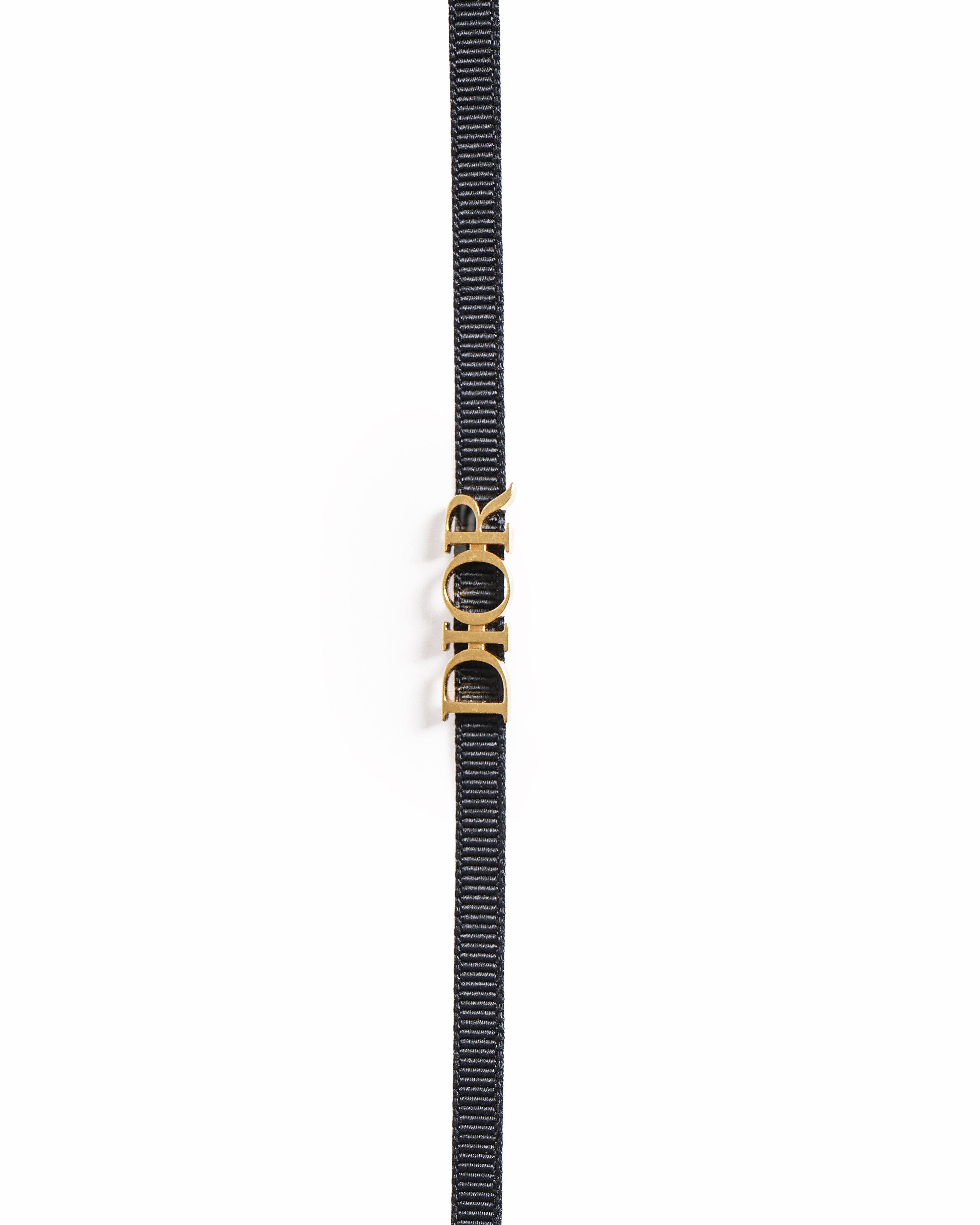 Vintage Christian Dior Dior Logo Black Grosgrain Ribbon Choker Necklace,