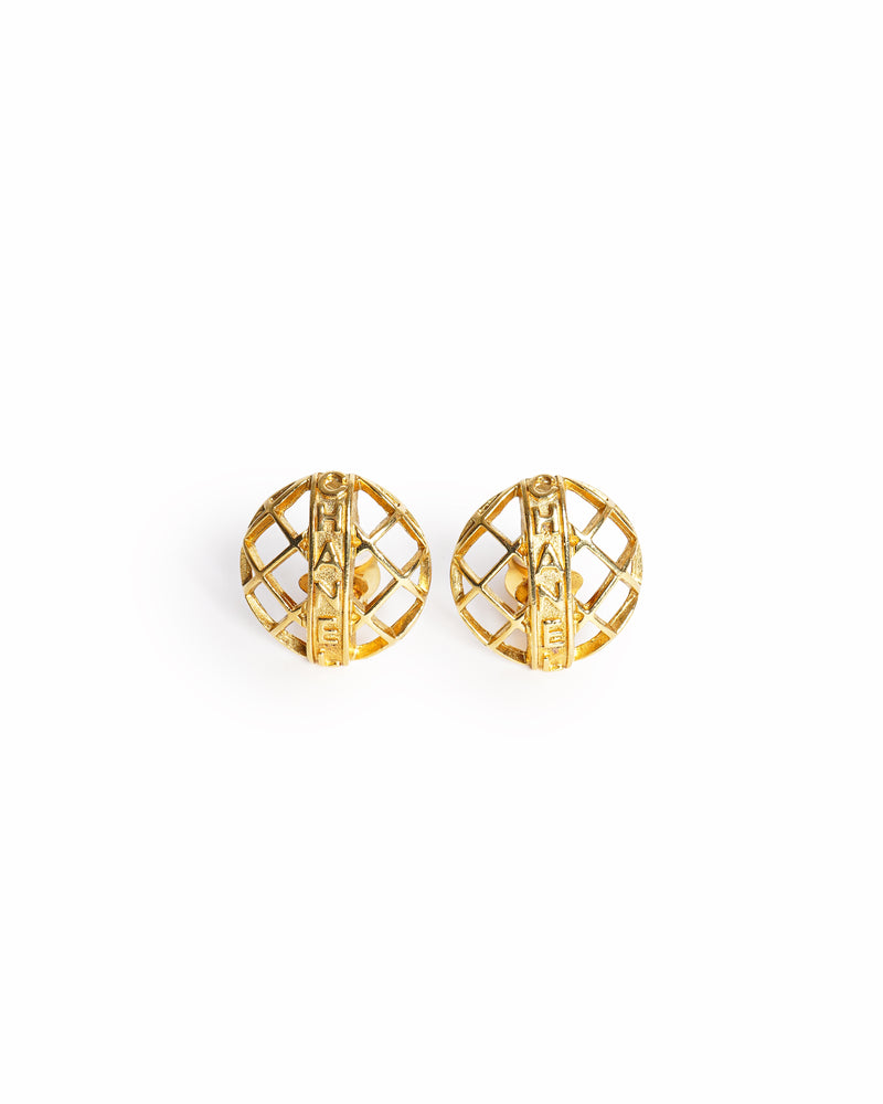 Vintage Chanel Logo  Earrings - beg borrow steal studio