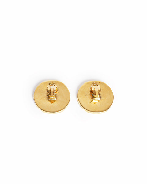 Vintage Chanel Fluted CC Enamel Earrings - beg borrow steal studio