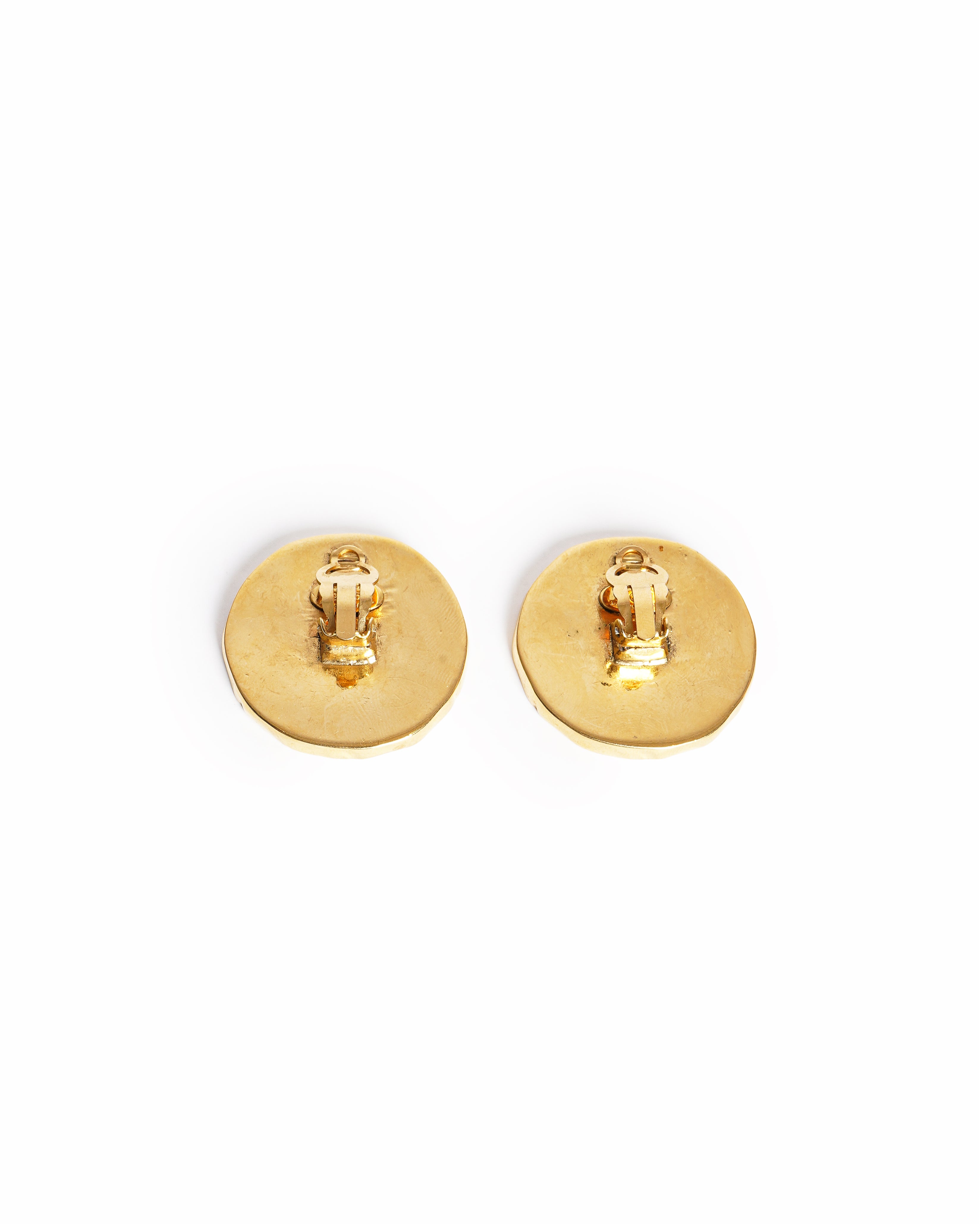 Vintage Chanel Fluted CC Enamel Earrings - beg borrow steal studio