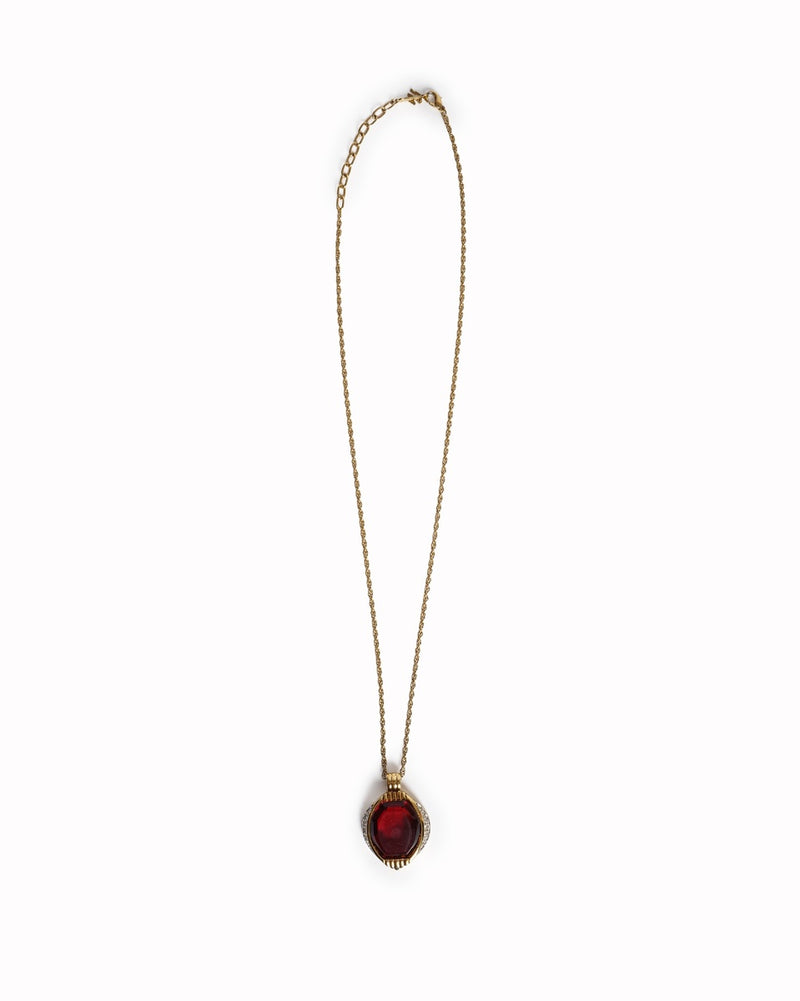 Vintage Nina Ricci Red Cabochon Crystal Pendant Necklace
