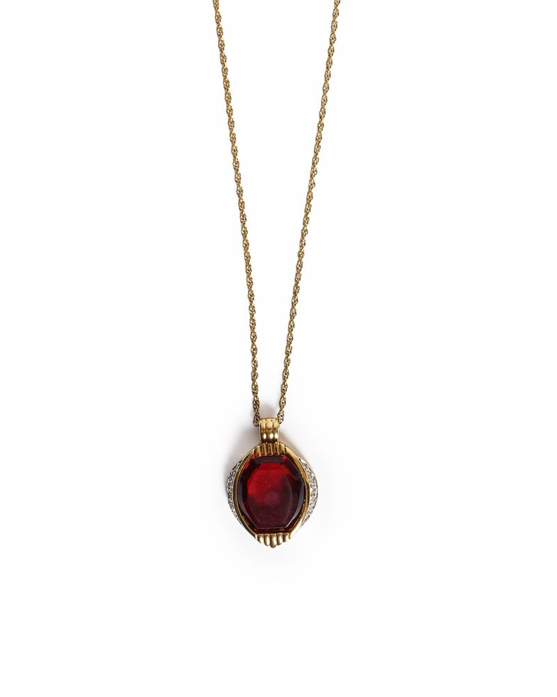 Vintage Nina Ricci Red Cabochon Crystal Pendant Necklace