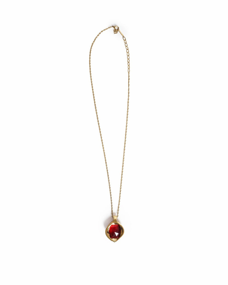 Vintage Nina Ricci Red Cabochon Crystal Pendant Necklace