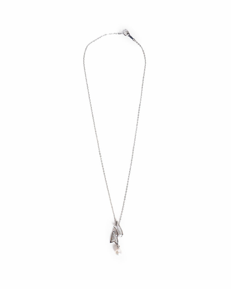 Vintage Mikimoto Ribbon Bow Akoya Cultured Pearl Pendant Necklace