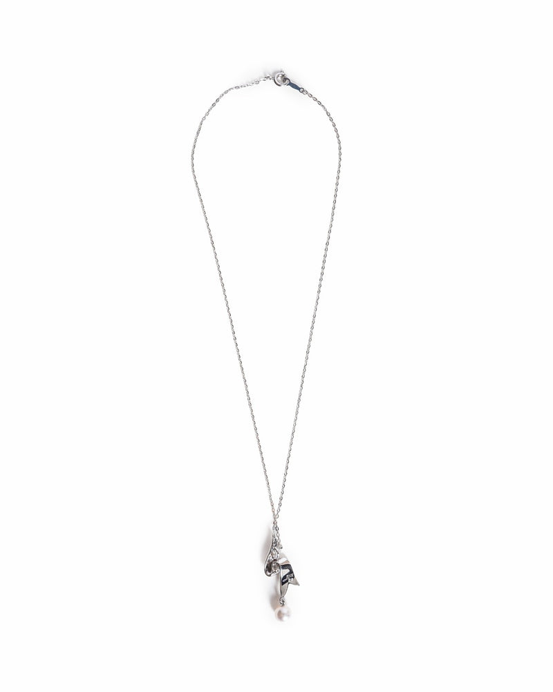 Vintage Mikimoto Ribbon Bow Akoya Cultured Pearl Pendant Necklace